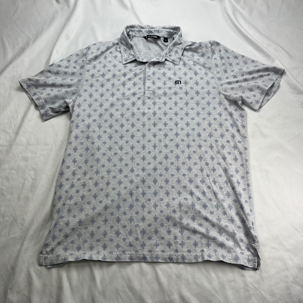 TravisMathew Golf Performance Stretch‎ Geometric Grey Polo Shirt